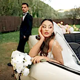 vintage araba düğün fotoğraf konsepti